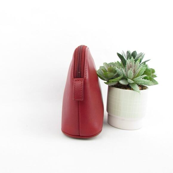 Coach Red Leather Dome Wristlet / Cosmetic Bag - Picture 3 of 9